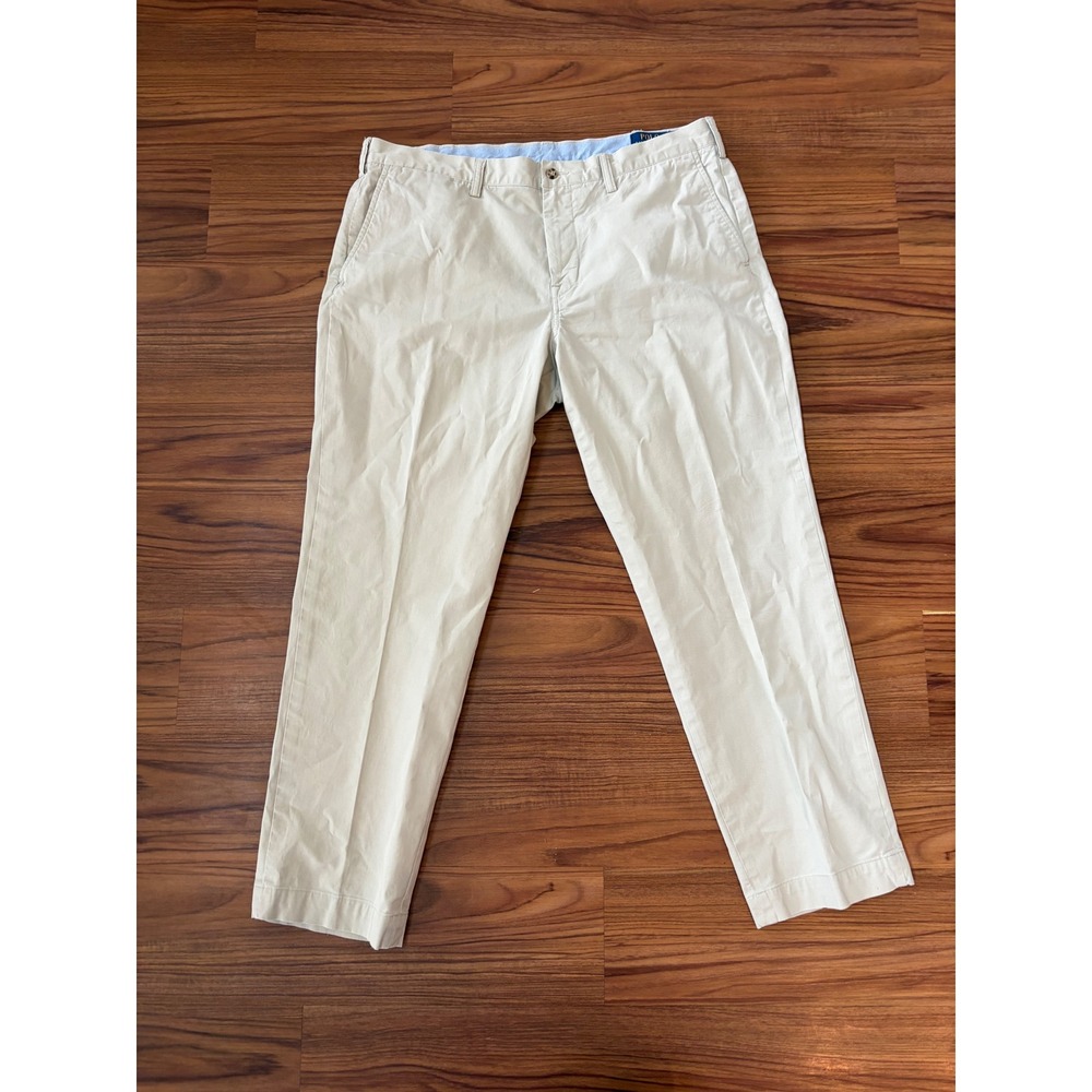 Polo Ralph Lauren Mens Stretch Straight Fit Chino Pants Tan Khaki 38x30 Cotton